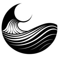 Long Smooth Wave Reflecting Distant Sunset Glow vector