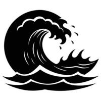 Crashing Wave Silhouette with Distant Horizon vector