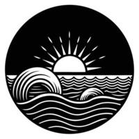 Glowing Sunset Over Wave Forming Gentle Arc vector