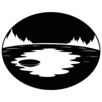 Rounded Tide Pool with Abstract Silhouette Reflection vector