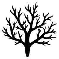 Singular Coral Branch Silhouette with Jagged Edges vector