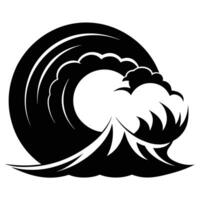 Singular Sharp Wave Arc Silhouetted in Stormy Horizon vector