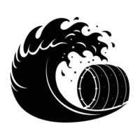 Singular Wave Breaking into Clean Barrel Silhouette vector