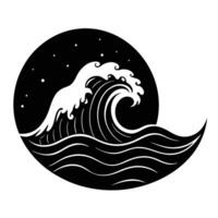 Tall Wave Crashing into Endless Open Horizon vector