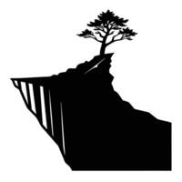 Coastal Cliff Silhouetted with Lone Tree at Edge vector