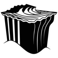 Sheer Cliff Face with Waves Breaking Below vector