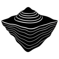 Layered Eroded Rock Silhouetted with Flat Wide Base vector
