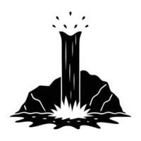 Isolated Waterfall Silhouetted with Splash on Rocky Ground vector