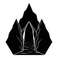 Narrow Cave Opening Silhouetted Cutting Through Layered Rock vector