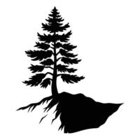 Isolated Pine Tree Clinging to Rocky Ledge vector