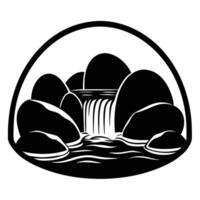Small Waterfall Framed by Smooth Rounded Stones vector