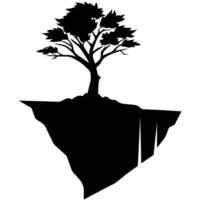 Tree Shadow Cast on Tall Cliff Face vector