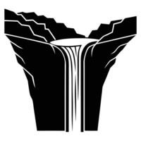 Thin Waterfall Stream Through Flat Rocky Cliff vector