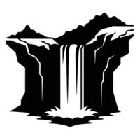 Towering Falls Spilling into Rocky Pool Below vector