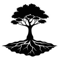 Wide Tree Growing from Flat Rocky Surface vector