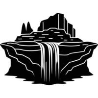 Wide Waterfall with Layered Rock Formations vector
