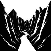 Deep Canyon Crevice with Sharp Ridged Walls vector