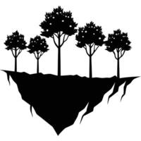Cluster of Trees Growing Along Narrow Cliff Edge vector