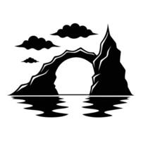 Cliffside Arch Extending Over Quiet Water vector