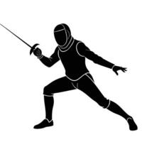 Fencer Silhouetted in Attack, Ready to Strike vector