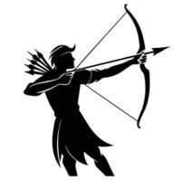 Archer Silhouetted Releasing an Arrow, Precision in Action vector