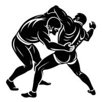 Two Wrestlers Tangled in Combat, Displaying Intensity vector