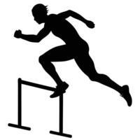 Runner Silhouetted During a Hurdle Jump vector