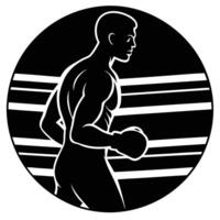 Boxer Silhouetted in Profile Moving Around the Ring vector