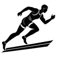Runner Silhouetted Sprinting on a Track vector