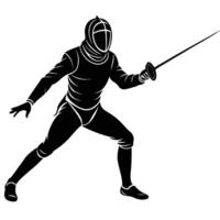 Fencer Silhouetted Preparing for an Attack vector