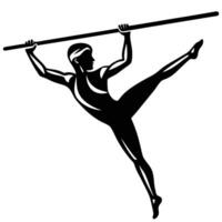 Gymnast Silhouetted Doing a High Bar Routine vector