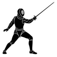 Fencer Silhouetted Defending with an Extended Blade vector