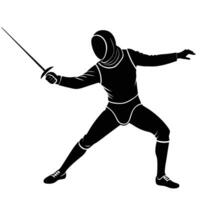 Fencer Silhouetted in Mid-Action vector
