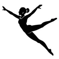 Gymnast Silhouetted in Mid-Jump on Floor Exercise vector