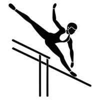 Gymnast Silhouetted on Parallel Bars vector