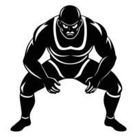 Wrestler Silhouetted Holding a Defensive Stance, Prepared for Counter vector