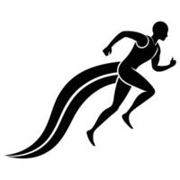 Runner Silhouetted Rounding a Curve vector