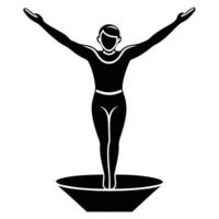 Gymnast Silhouetted with Outstretched Arms on Vault vector