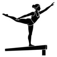 Gymnast Silhouetted Performing a Balance Beam Routine vector