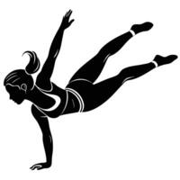 Gymnast Silhouetted in Mid-Air During a Floor Routine vector