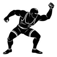 Wrestler Silhouetted Preparing for a Throw, Ready to Launch vector