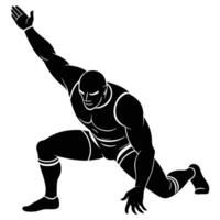 Wrestler Silhouetted Reaching for a Hold, Showing Focus vector