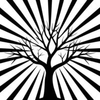 Bare Tree with Vibrant Sun Rays as Backdrop vector