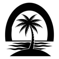 Arching Tropical Tree on Glowing Tidal Land vector