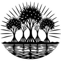 Mangrove Reflections Under Setting Sun Rays vector