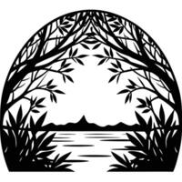 Arching Mangrove Branches Framing the Horizon vector