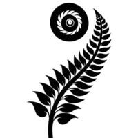Spiral Fern Frond Silhouetted in Emerging Growth Stage vector