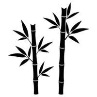 Pair of Bamboo Stalks with Sparse Tiny Leaves vector