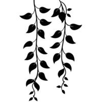 Vertical Vine Silhouetted with Hanging Tendrils vector