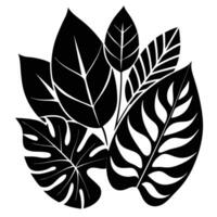 Wide Leaves Silhouetted of Different Shapes Overlapping vector
